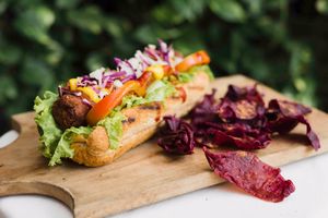 Vegan Hotdog  at Burgreens - Pacific Place Mall in Jakarta