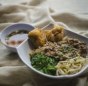 Vegan Yamien with vegan dumplings at Burgreens - Pacific Place Mall in Jakarta