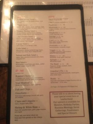 Menu at Leatherhead Pub in Egg Harbor