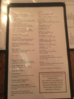 Menu at Leatherhead Pub in Egg Harbor