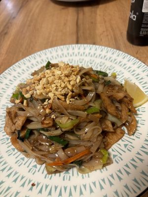 Pad Thai with vegan chicken  at Zau & Bun Cha Asian in Prague