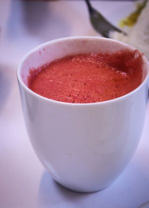 fresh apple-orange-beetroot juice at Zau & Bun Cha Asian in Prague