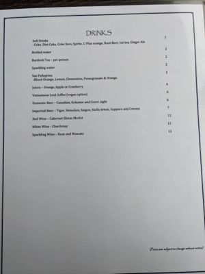 Menu at An Chay in Edmonton