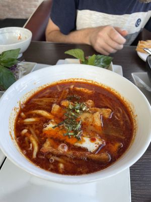 Spicy satay soup (fantastic!)  at An Chay in Edmonton