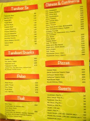 menu at Gulab Sweets - Sundhara in Kathmandu