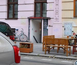 Entrance (take stairs down to cellar/basement level) at Tři Ocásci in Brno