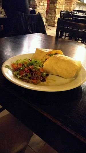 tempeh BBQ wrap at Tři Ocásci in Brno