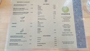 Menu front at Vegieria in Heatherton