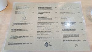Menu back at Vegieria in Heatherton