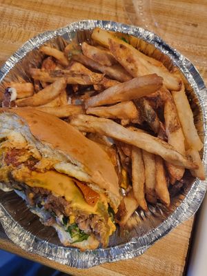 I didn't get a fresh photo but these are my leftovers and was just as delicious the next day! at Kuma's Corner in Schaumburg