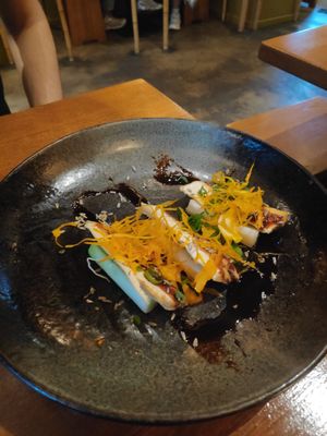 Starter with tofu and spring onion in soy sauce at Con Tho in Berlin