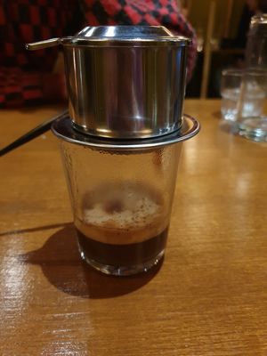 Saigon mood - vietnamese coffee with condensed soymilk. Sweet and lovely! at Con Tho in Berlin