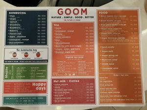 Menu at Goom in Hoi An