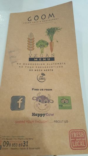 Nice menu at Goom in Hoi An