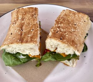 Vegan Mediterranean sandwich (Toasted)  at Wild Plum Kitchen in Tamborine Mountain