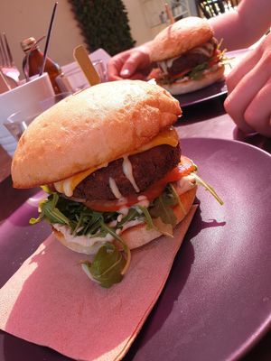 Lentil and chickpea burger at Wild Plum Kitchen in Tamborine Mountain