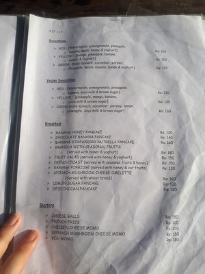 Page one at Cafe Catamaran in Alappuzha