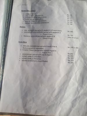 Page three at Cafe Catamaran in Alappuzha