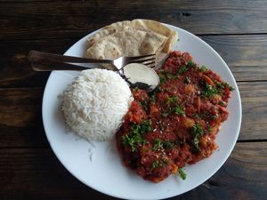 Vegan shakshuka at Cafe Catamaran in Alappuzha