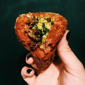 Coxinha de Brócolis com Vegbacon at Viva la Vegan Bike Cafe in Curitiba