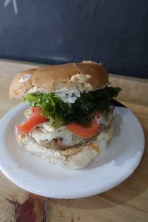 X-egg burger at Viva la Vegan Bike Cafe in Curitiba