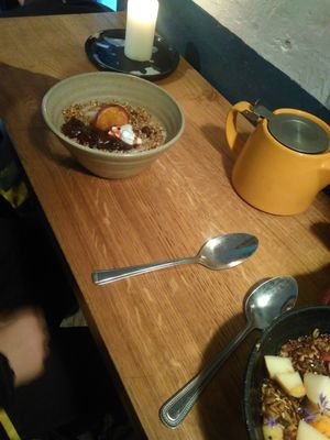December special porridge (not vegan, had honey) at 26 Grains in London