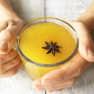 Winter Warmer: Hot Apple Cider with Ginger, Turmeric, Cinnamon and Cloves. Yum! at Roots + Fruits in Vancouver