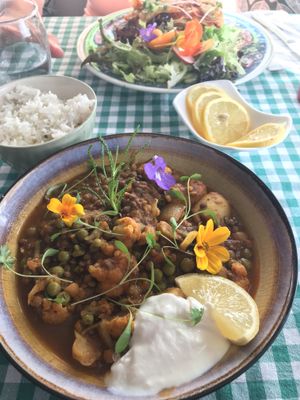 Beautiful vegan meal in the city centre of Bruges - cauliflower chickpea curry  at Charlotte's by De Brugsche Tafel in Bruges