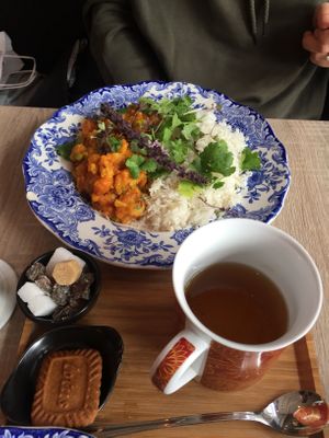 Chefs Special - Aloo Gobi with a cup of tea. Delicious, good value and healthy food. at Charlotte's by De Brugsche Tafel in Bruges