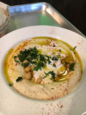 Hummus with chickpeas  at The Hummus Factory in Hollywood