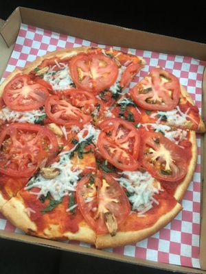 Vegan margarita pizza  at Bluebird Pizza in Roseburg