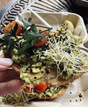Yummy avocado toast at a'a Roots Health Cafe in Lahaina