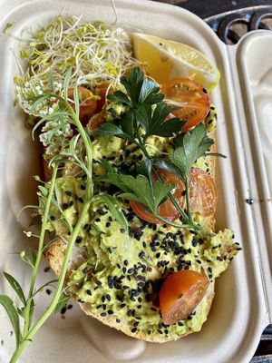 Yummy avocado toast at a'a Roots Health Cafe in Lahaina