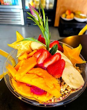Mango pitaya bowl at a'a Roots Health Cafe in Lahaina