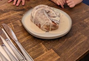Sunday brunch cinnamon roll at a'a Roots Health Cafe in Lahaina