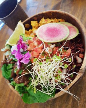 Tofu scramble buddha bowl at a'a Roots Health Cafe in Lahaina