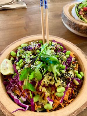 Soba noodle bowl at a'a Roots Health Cafe in Lahaina