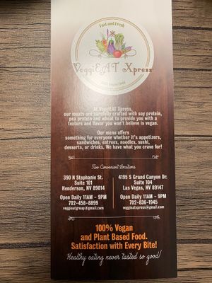 Menu 10/3/20 at VeggiEAT - Henderson in Henderson