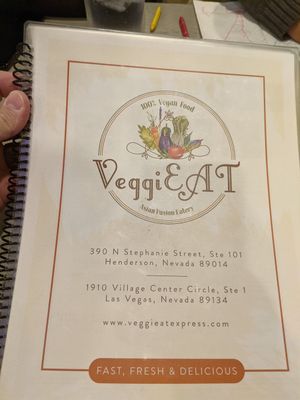 I think this is the new menu as of a couple weeks ago at VeggiEAT - Henderson in Henderson