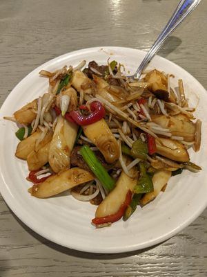 Beef chow fun, totally delicious at VeggiEAT - Henderson in Henderson
