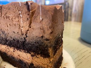 vegan chocolate mousse cake close up at VeggiEAT - Henderson in Henderson