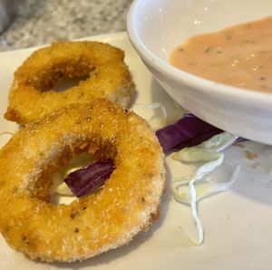 Calamari. The sauce was so good!   at VeggiEAT - Henderson in Henderson