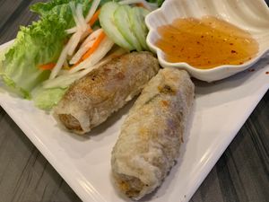 Egg rolls w/ “fish sauce" at VeggiEAT - Henderson in Henderson