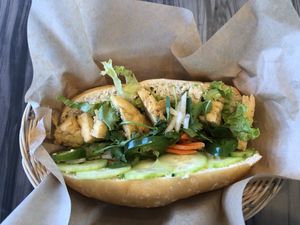 Fried tofu sandwich at VeggiEAT - Henderson in Henderson