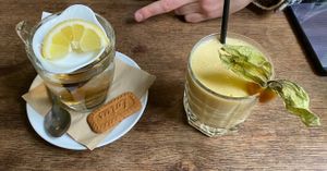 Tee und veganer mango lassi  at Wulbert's Cafe in Dresden