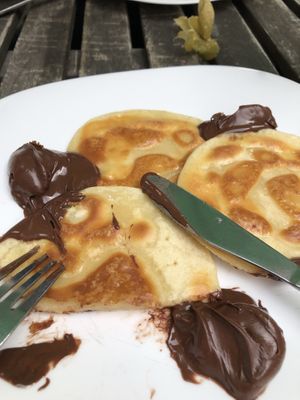 Vegan pancakes with chocolate spread at Wulbert's Cafe in Dresden
