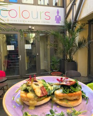 Vegan Benedict  at Colours Cafe & Wellbeing Centre in Truro