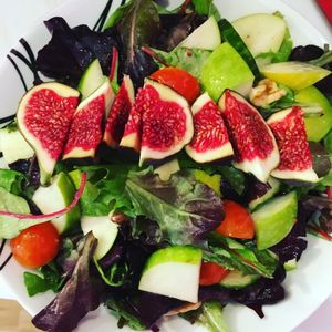 Fig, apple and walnut salad  at Colours Cafe & Wellbeing Centre in Truro