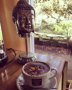 Syrup flavour lattes with alternative milks  at Colours Cafe & Wellbeing Centre in Truro