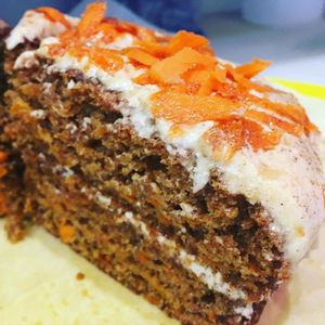 Vegan carrot cake at Colours Cafe & Wellbeing Centre in Truro